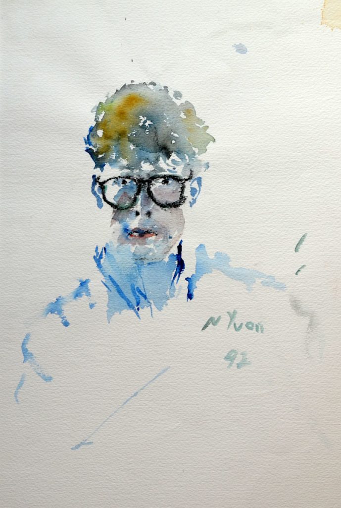 Aquarell "Selbstportrait" von Nikolaus Yvon